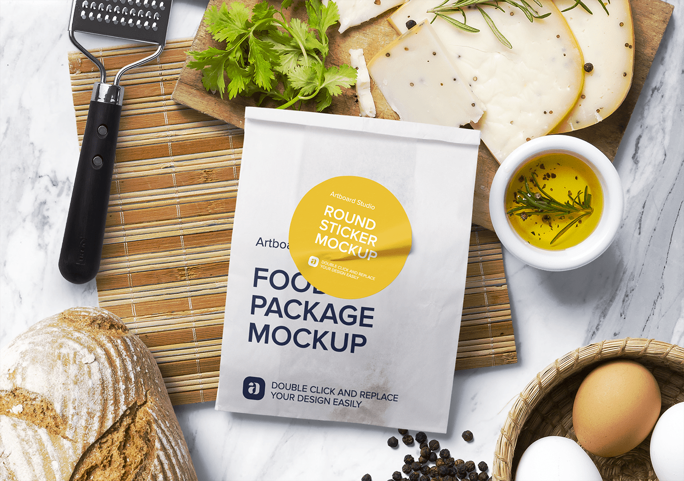 A rendered mockup of a metal / enamel mug. Food Packaging Mockup Template