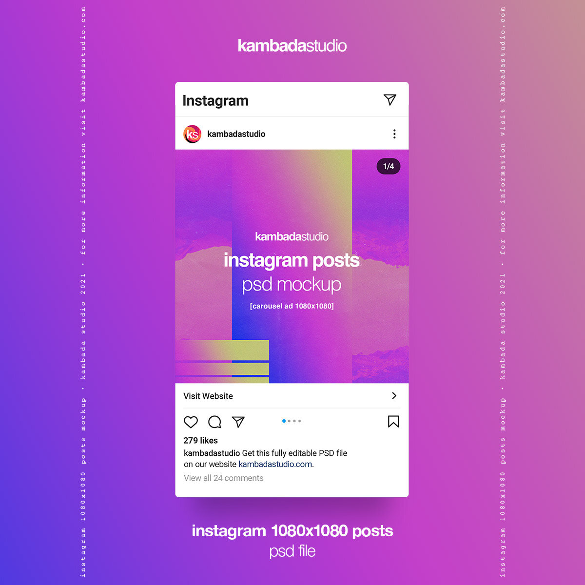 All the elements are changeable . Instagram 1080x1080 Posts Psd Mockup Kambada Studio