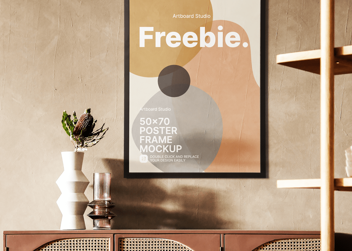 Poster designers, photographers and etsy sellers on the board! Free Poster Frame Mockup Template
