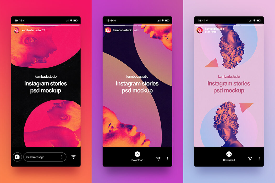 Easily editable with psd smart objects format along all the elements in the . Instagram Stories Mockup Free Psd File Kambada Studio