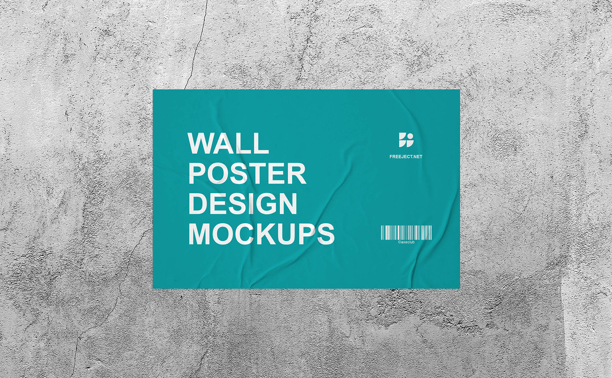 Free glued poster mockup to showcase your artwork in a photorealistic look with palm leaves and concrete wall background. Free Download 3 Wall Glued Poster Design Mockups