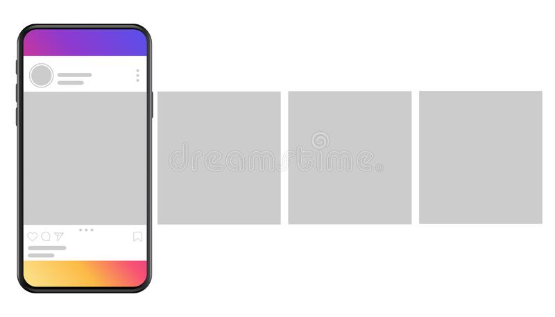 Connect with them on dribbble; Smartphone With Interface Carousel Post On Social Network Mockup Of The Mobile Application On The Screen On Phone Stock Vector Illustration Of Media Network 184911085